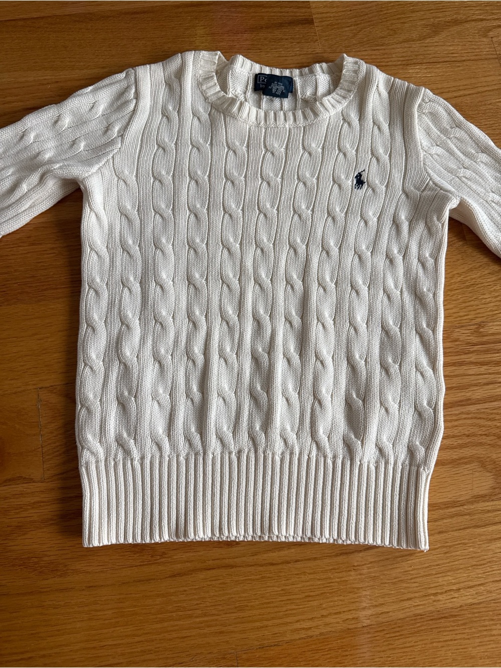 Polo Ralph Lauren White/Cream Cable-Knit Crewneck Sweater
